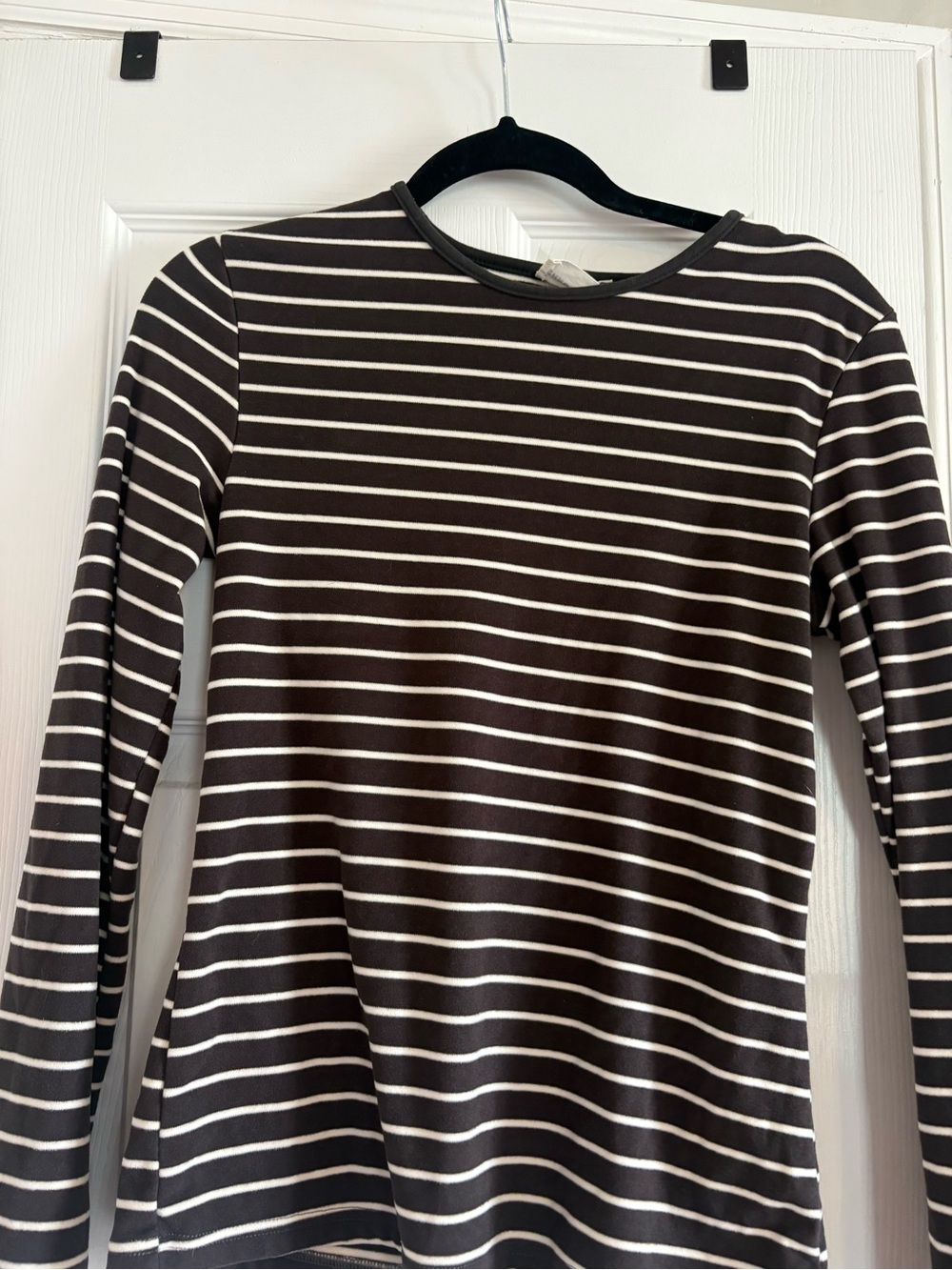 Striped Long Sleeve Tee in Brown and White
